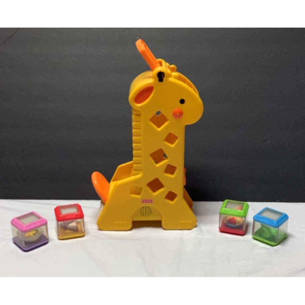 Fisher Price Peek a Boo 4 Blocks Sensory Toy Tumblin Sounds Giraffe New Battery